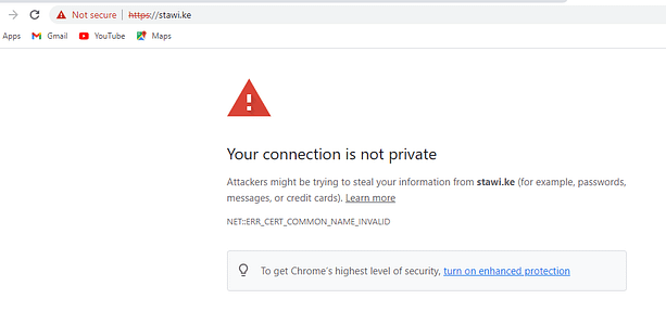 stawi site lacks ssl certificate